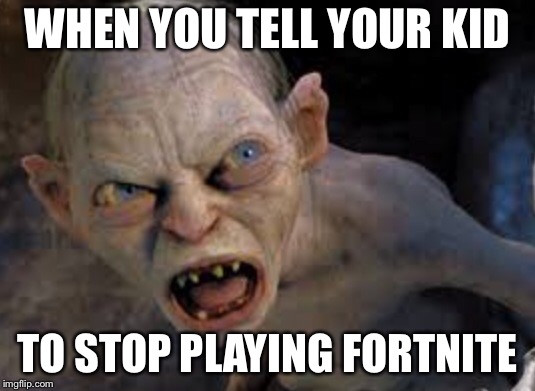 Golem fortnite | WHEN YOU TELL YOUR KID; TO STOP PLAYING FORTNITE | image tagged in golem,fortnite,fortnite meme,lord of the rings | made w/ Imgflip meme maker