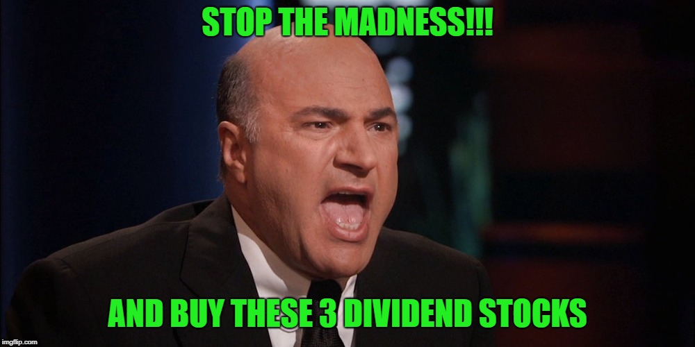 STOP THE MADNESS!!! AND BUY THESE 3 DIVIDEND STOCKS | made w/ Imgflip meme maker