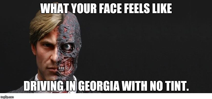 2 face | WHAT YOUR FACE FEELS LIKE; DRIVING IN GEORGIA WITH NO TINT. | image tagged in 2 face | made w/ Imgflip meme maker