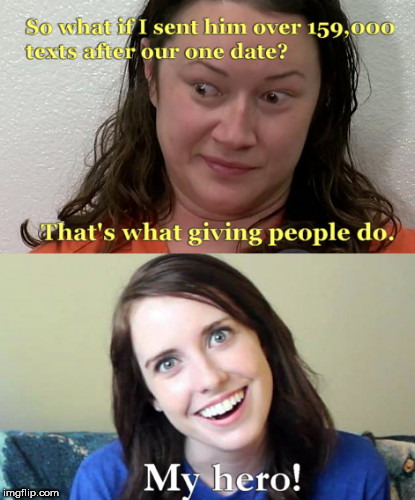 image tagged in overly attached jaqueline ades,jacqueline ades,overly attached girlfriend,stalker | made w/ Imgflip meme maker