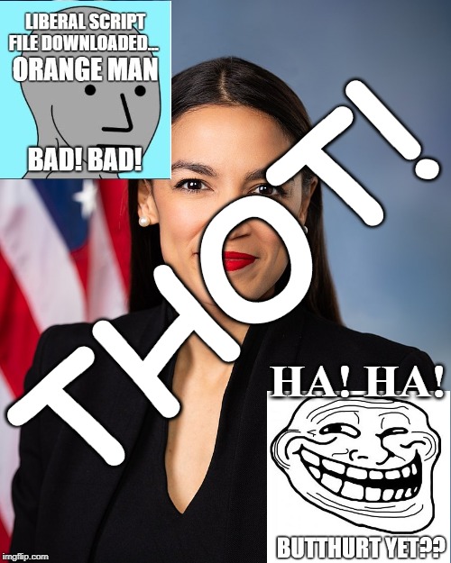Libtard Cortez  | THOT! HA! HA! | image tagged in democratic socialism,be gone thot,alexandria ocasio-cortez,leftists,funny,memes | made w/ Imgflip meme maker