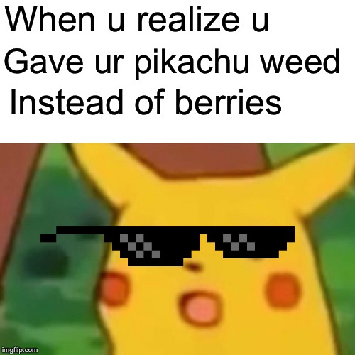 Surprised Pikachu Meme | When u realize u; Gave ur pikachu weed; Instead of berries | image tagged in memes,surprised pikachu | made w/ Imgflip meme maker