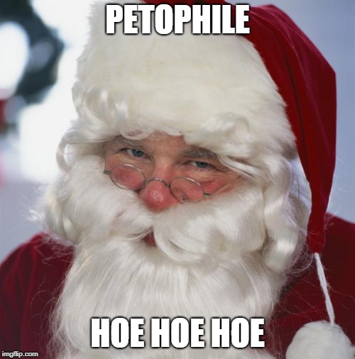 santa claus | PETOPHILE; HOE HOE HOE | image tagged in santa claus | made w/ Imgflip meme maker
