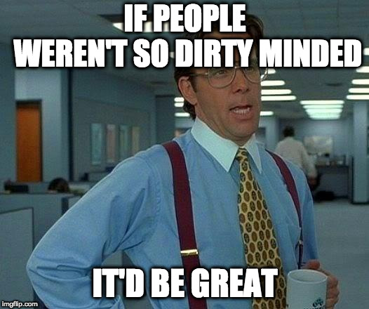 That Would Be Great Meme | IF PEOPLE WEREN'T SO DIRTY MINDED IT'D BE GREAT | image tagged in memes,that would be great | made w/ Imgflip meme maker