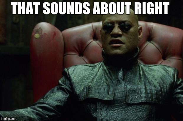 Matrix Morpheus  | THAT SOUNDS ABOUT RIGHT | image tagged in matrix morpheus | made w/ Imgflip meme maker