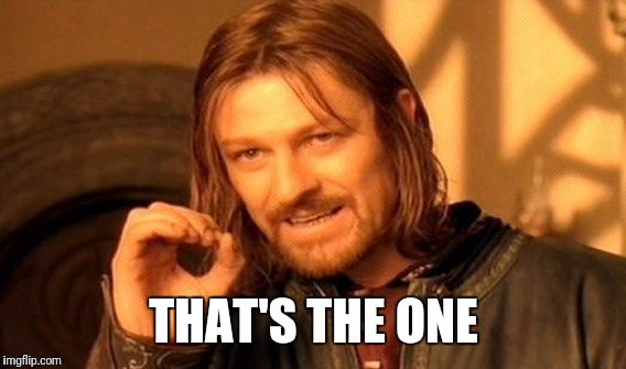 One Does Not Simply Meme | THAT'S THE ONE | image tagged in memes,one does not simply | made w/ Imgflip meme maker