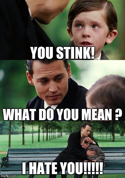 Finding Neverland Meme | YOU STINK! WHAT DO YOU MEAN ? I HATE YOU!!!!! | image tagged in memes,finding neverland | made w/ Imgflip meme maker