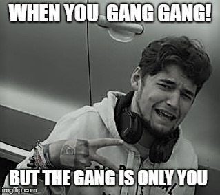 WHEN YOU  GANG GANG! BUT THE GANG IS ONLY YOU | image tagged in gang,squad,forever alone | made w/ Imgflip meme maker