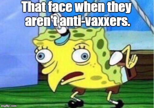 Mocking Spongebob Meme | That face when they aren't anti-vaxxers. | image tagged in memes,mocking spongebob | made w/ Imgflip meme maker