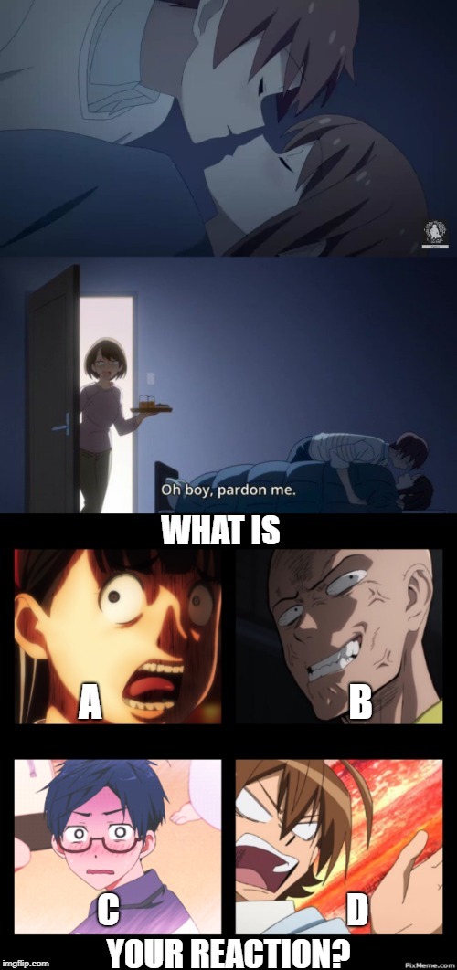 A                                B; C                                D | image tagged in akame ga kill,one punch man | made w/ Imgflip meme maker