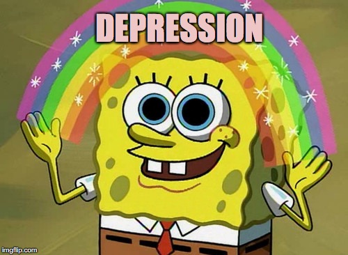 Imagination Spongebob | DEPRESSION | image tagged in memes,imagination spongebob | made w/ Imgflip meme maker