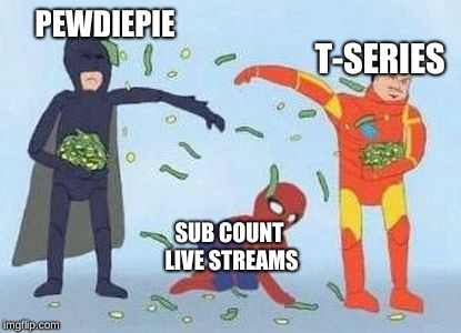 Pathetic Spidey Meme | PEWDIEPIE; T-SERIES; SUB COUNT LIVE STREAMS | image tagged in memes,pathetic spidey | made w/ Imgflip meme maker