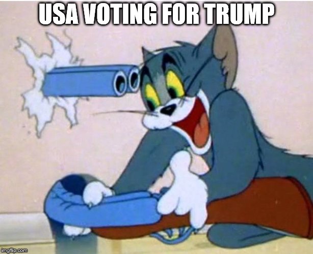 What have you done, Amreica?!?!?!? | USA VOTING FOR TRUMP | image tagged in tom and jerry,usa,donald trump,trump,funny meme,lol so funny | made w/ Imgflip meme maker