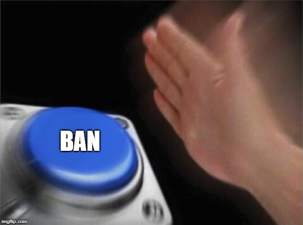 Blank Nut Button Meme | BAN | image tagged in memes,blank nut button | made w/ Imgflip meme maker