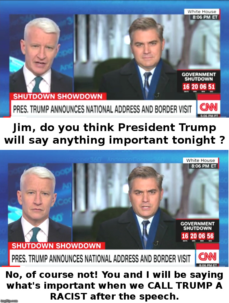 The View From CNN | image tagged in border wall,donald trump,anderson cooper,jim acosta | made w/ Imgflip meme maker