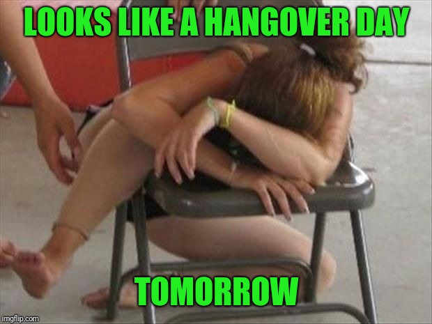 LOOKS LIKE A HANGOVER DAY TOMORROW | made w/ Imgflip meme maker