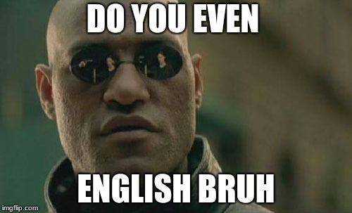 Matrix Morpheus Meme | DO YOU EVEN; ENGLISH BRUH | image tagged in memes,matrix morpheus | made w/ Imgflip meme maker
