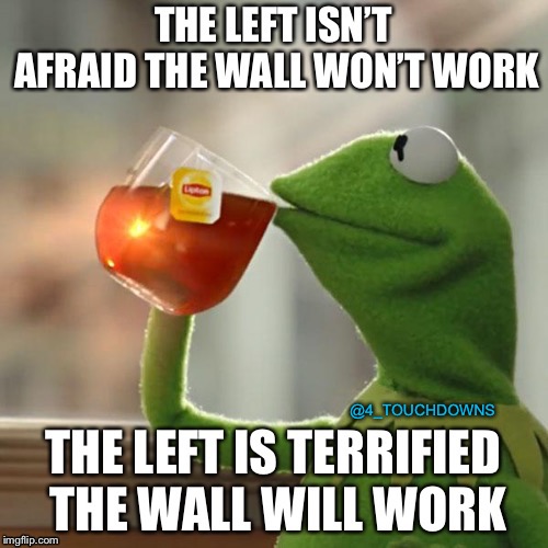 Walls work... | @4_TOUCHDOWNS | image tagged in trump,border wall,libtards | made w/ Imgflip meme maker