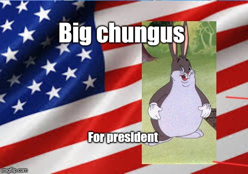Big chungus; For president | image tagged in president trump | made w/ Imgflip meme maker