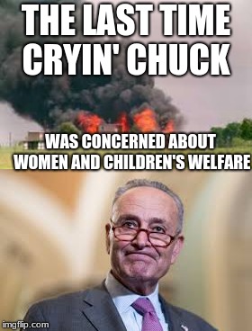 THE LAST TIME CRYIN' CHUCK; WAS CONCERNED ABOUT WOMEN AND CHILDREN'S WELFARE | image tagged in trump golf | made w/ Imgflip meme maker