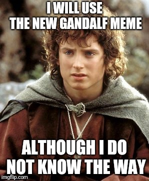 Frodo | I WILL USE THE NEW GANDALF MEME; ALTHOUGH I DO NOT KNOW THE WAY | image tagged in frodo | made w/ Imgflip meme maker