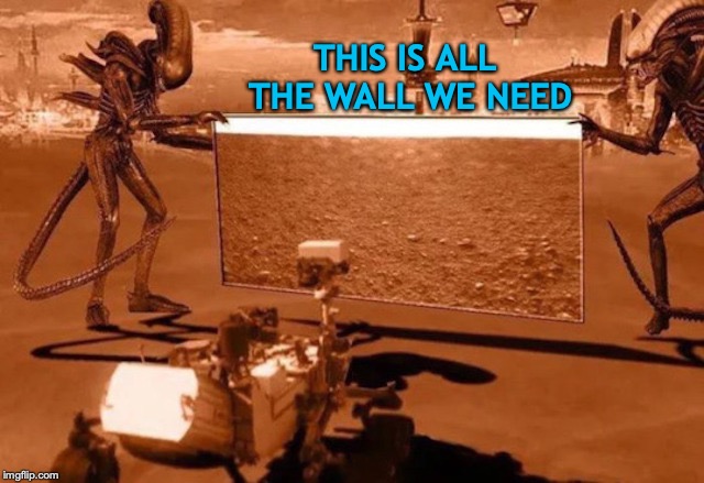 No Borders In Space | THIS IS ALL THE WALL WE NEED | image tagged in life on mars,migrants,martians | made w/ Imgflip meme maker