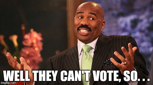 shrug | WELL THEY CAN'T VOTE, SO. . . | image tagged in shrug | made w/ Imgflip meme maker