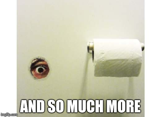 Bathroom Peeping Tom | AND SO MUCH MORE | image tagged in bathroom peeping tom | made w/ Imgflip meme maker