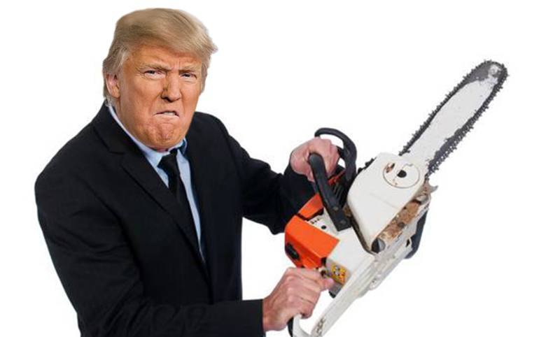 Trump with a chain saw Blank Meme Template