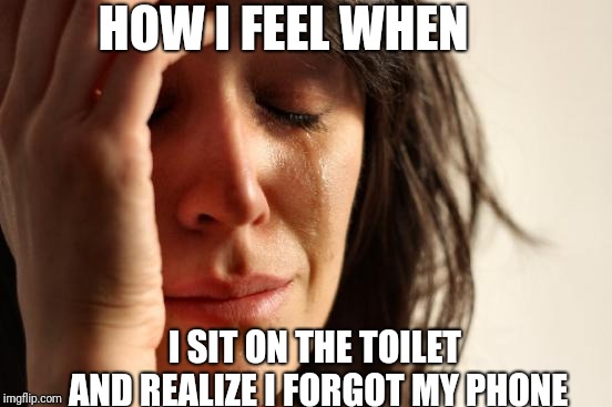 First World Problems | HOW I FEEL WHEN; I SIT ON THE TOILET AND REALIZE I FORGOT MY PHONE | image tagged in memes,first world problems | made w/ Imgflip meme maker