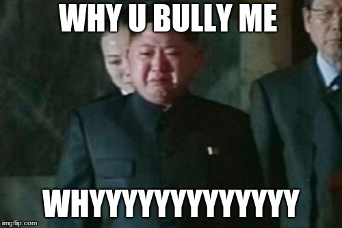 Kim Jong Un Sad Meme | WHY U BULLY ME; WHYYYYYYYYYYYYY | image tagged in memes,kim jong un sad | made w/ Imgflip meme maker