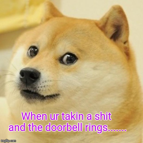 Doge Meme | When ur takin a shit and the doorbell rings....... | image tagged in memes,doge | made w/ Imgflip meme maker