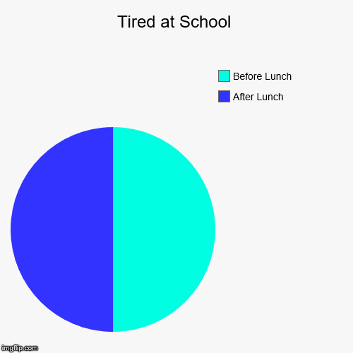 Tired at School | After Lunch, Before Lunch | image tagged in funny,pie charts | made w/ Imgflip chart maker