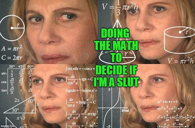 Math Lady | DOING THE MATH TO DECIDE IF I'M A S**T | image tagged in math lady | made w/ Imgflip meme maker