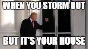 I'm Out | WHEN YOU STORM OUT; BUT IT'S YOUR HOUSE | image tagged in trump | made w/ Imgflip meme maker