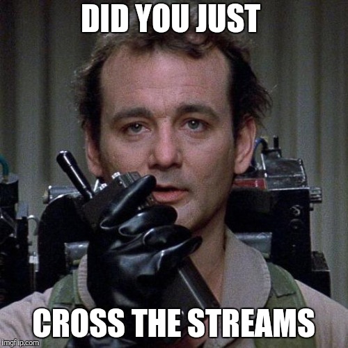 Ghostbusters  | DID YOU JUST CROSS THE STREAMS | image tagged in ghostbusters | made w/ Imgflip meme maker