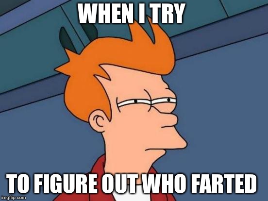 Futurama Fry Meme | WHEN I TRY; TO FIGURE OUT WHO FARTED | image tagged in memes,futurama fry | made w/ Imgflip meme maker