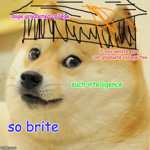 Doge Meme | doge graduated college; if you upvote, you can graduate college too; such intelligence; so brite | image tagged in memes,doge | made w/ Imgflip meme maker