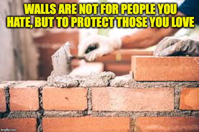 WALLS ARE NOT FOR PEOPLE YOU HATE, BUT TO PROTECT THOSE YOU LOVE | image tagged in wall,family,protection | made w/ Imgflip meme maker