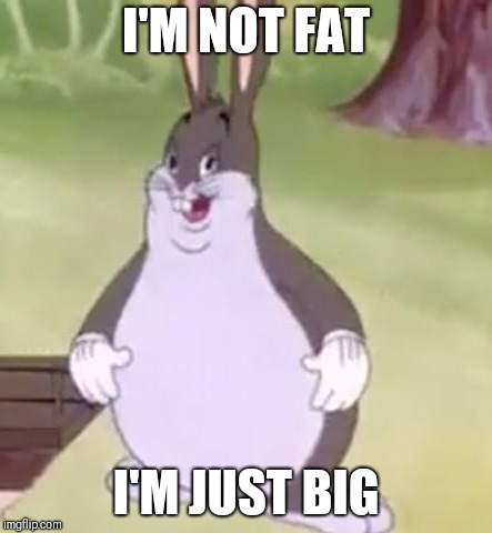 Big Chungus | I'M NOT FAT; I'M JUST BIG | image tagged in big chungus | made w/ Imgflip meme maker