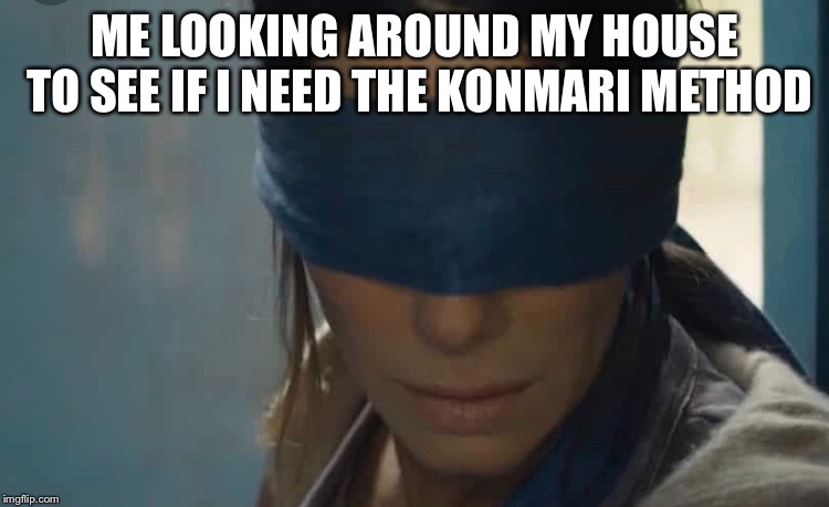 ME LOOKING AROUND MY HOUSE TO SEE IF I NEED THE KONMARI METHOD | image tagged in bird box eyes open | made w/ Imgflip meme maker