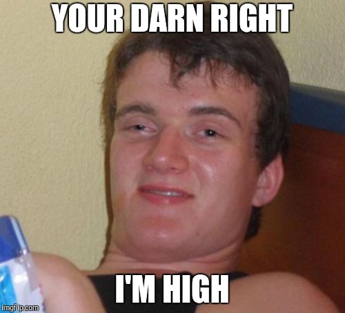 10 Guy Meme | YOUR DARN RIGHT I'M HIGH | image tagged in memes,10 guy | made w/ Imgflip meme maker