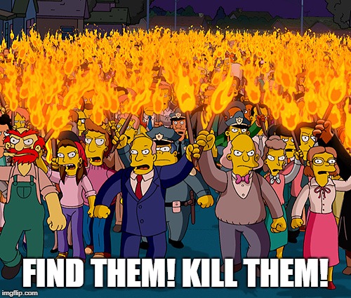 Simpsons Mob | FIND THEM! KILL THEM! | image tagged in simpsons mob | made w/ Imgflip meme maker