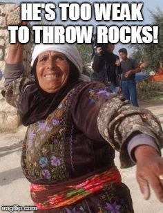 Throwing rocks | HE'S TOO WEAK TO THROW ROCKS! | image tagged in throwing rocks | made w/ Imgflip meme maker