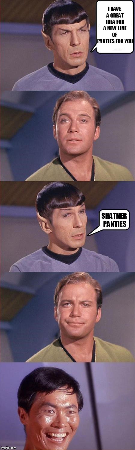 I HAVE A GREAT IDEA FOR A NEW LINE OF  PANTIES FOR YOU SHATNER PANTIES | made w/ Imgflip meme maker