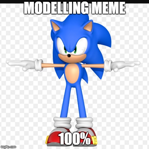 T pose sonic | MODELLING MEME; 100% | image tagged in t pose sonic | made w/ Imgflip meme maker