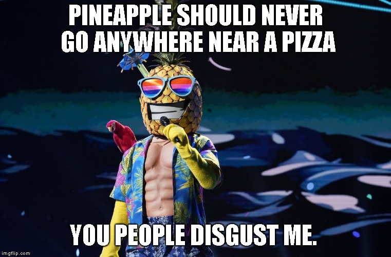 PINEAPPLE SHOULD NEVER GO ANYWHERE NEAR A PIZZA YOU PEOPLE DISGUST ME. | made w/ Imgflip meme maker