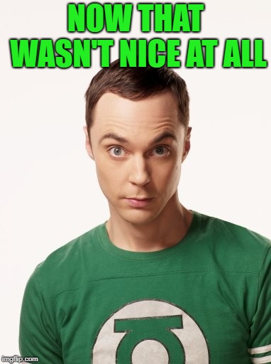 Sheldon Cooper | NOW THAT WASN'T NICE AT ALL | image tagged in sheldon cooper | made w/ Imgflip meme maker