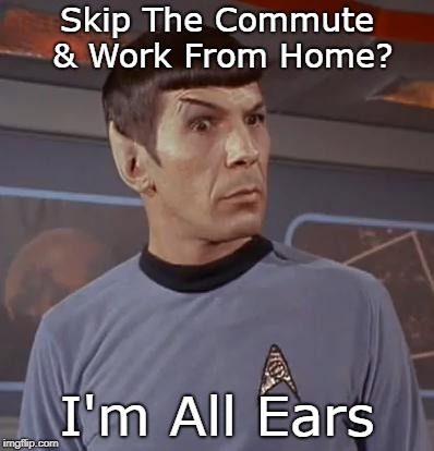 spocky111 | Skip The Commute & Work From Home? I'm All Ears | image tagged in spocky111 | made w/ Imgflip meme maker
