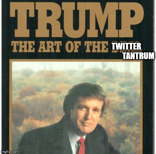 Trump: The Art Of The Deal | TWITTER                TANTRUM | image tagged in trump the art of the deal | made w/ Imgflip meme maker